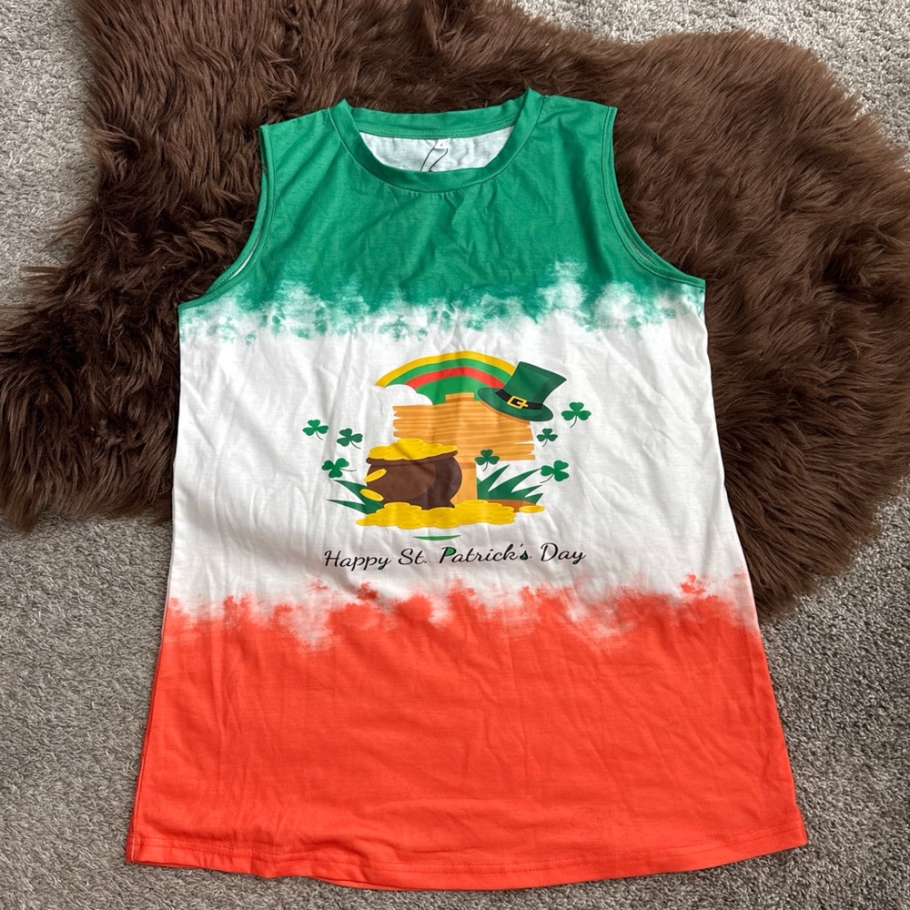 St. Patrick's Day Sleeveless Shirt - Green, White, and Red